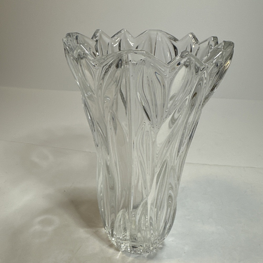 BLOCK Lead Crystal Dual 8" Flared Flower Vase Tulips Poland Excellent Condition